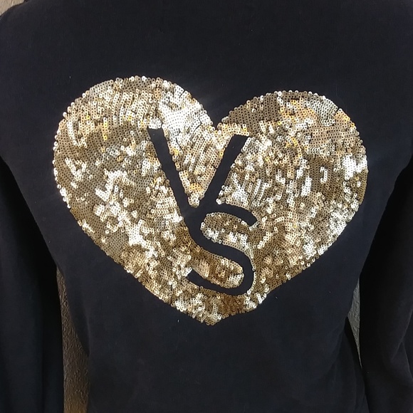 Victoria Secret Zip-up Gold Metallic Beaded Applique Hoodie - Picture 4 of 5